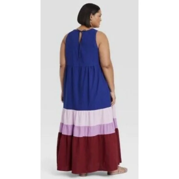 Ava & Viv Sleeveless Colorblock Tiered dress - Picture 2 of 12